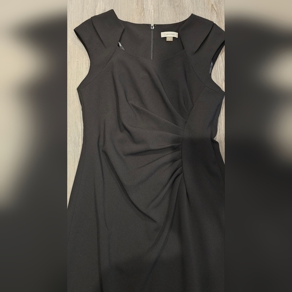 Size 8 | Calvin Klein Square Neck Sheath Midi Dress Fancy Black Dress - Picture 12 of 12